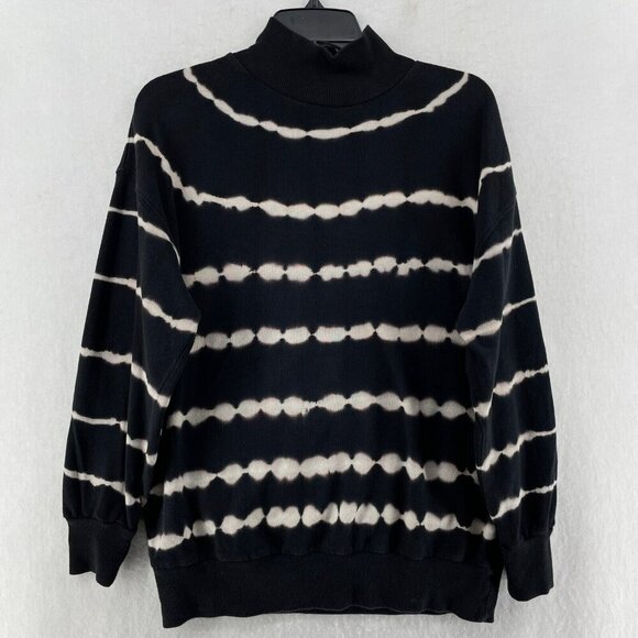 Wild Fable Sweater Women's Sz S Black Knitted Tie-Dye Striped Mock Neck Pullover - Picture 1 of 12